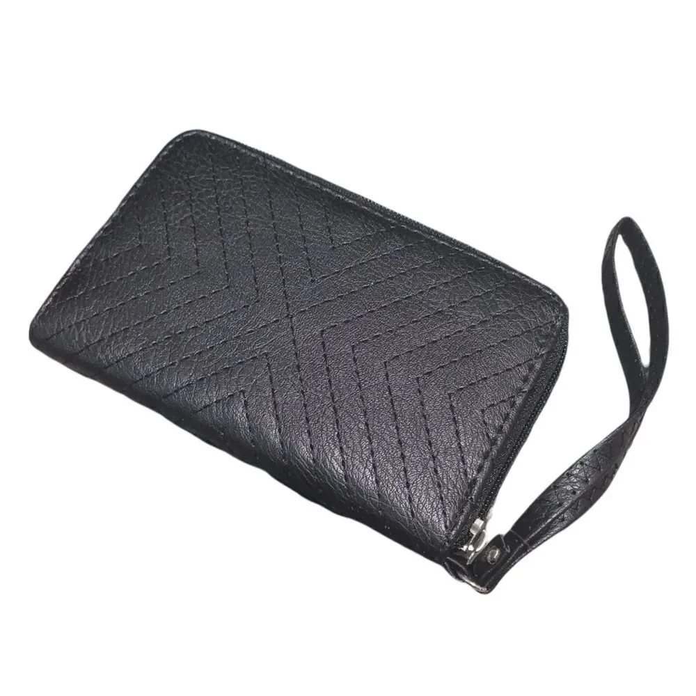 Black stitch wristlet